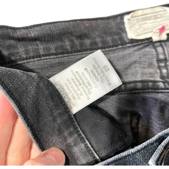 CURRENT/ELLIOT Jeans Women Size 25/0 Skinny Black Poka Dot Mid Rise Comfort - Picture 3 of 4